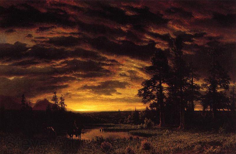 Albert Bierstadt Evening on the Prairie Norge oil painting art